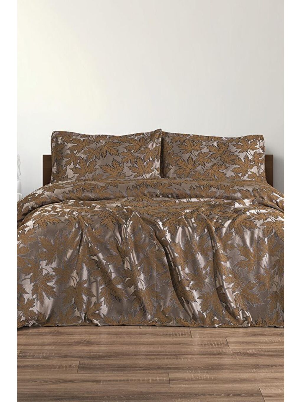 Kahverengi Plane 3 Parça Çift Kişilik Pike Takımı 230x250 Kahve