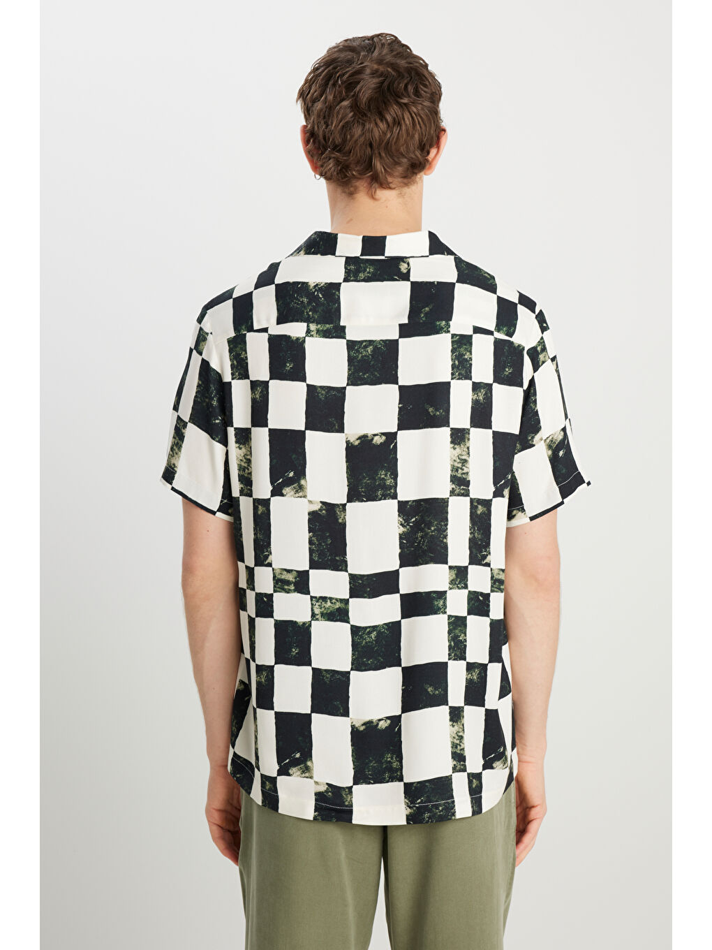 Karışık Relaxed Fit Geniş Kesim Desenli Viskon Gömlek-4