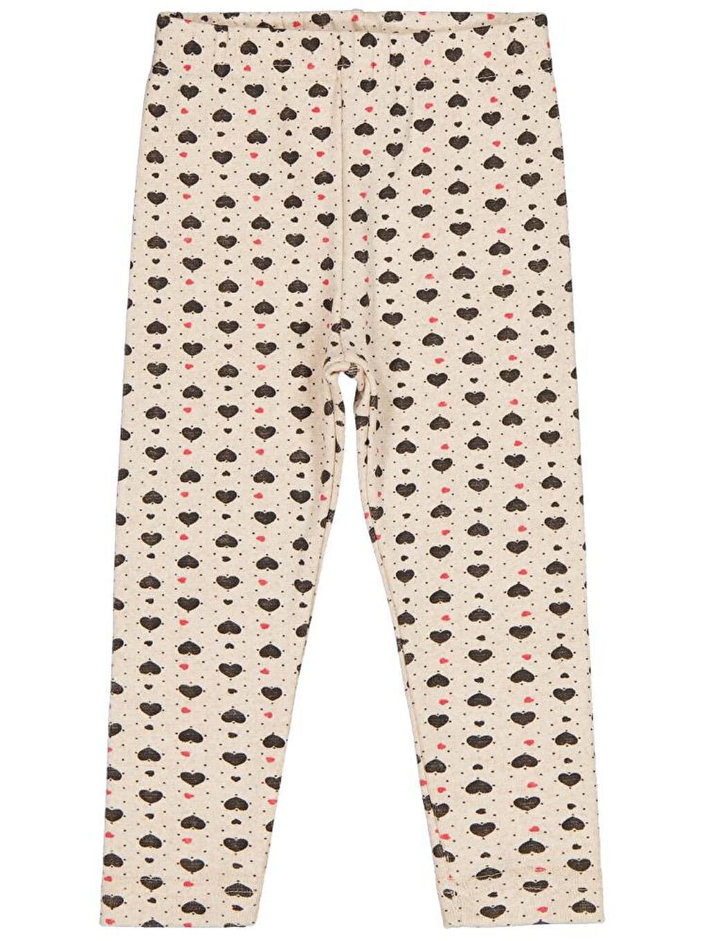 Girls Kalp Desenli 2-5 Yaş Tayt - Ekru 4-5 Yaş