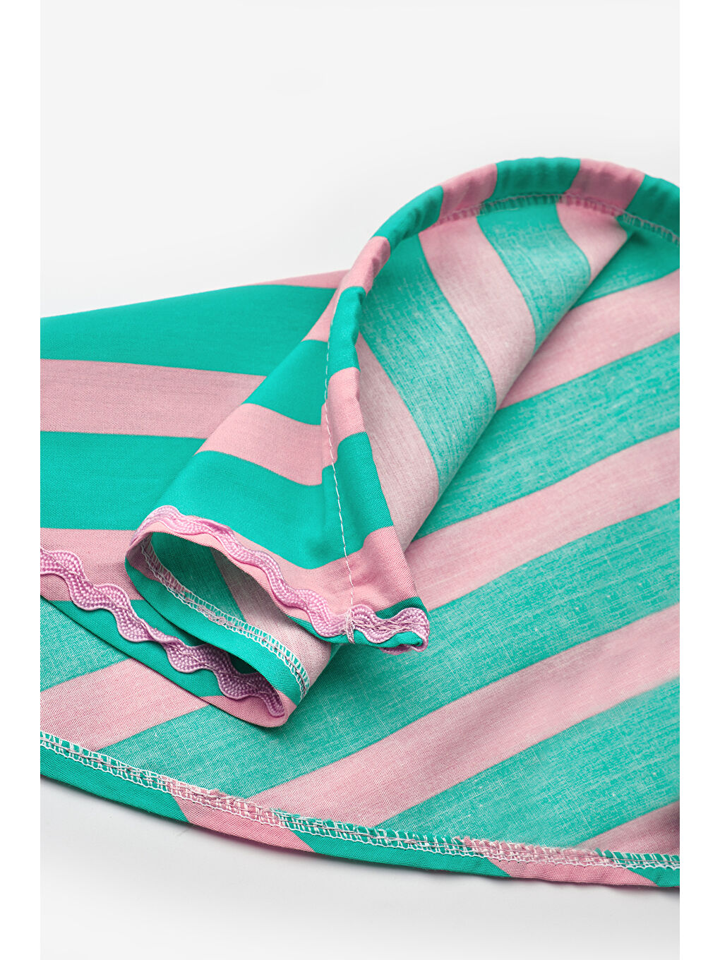 Yeşil Mint Çizgi Desenli Kız Çocuk Üçgen Fular Bandana Taç-2