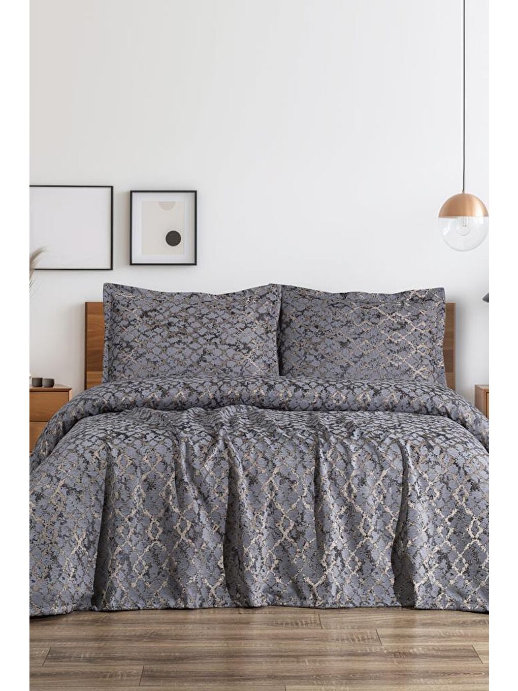 Ceres 3 Parça Çift Kişilik Pike Takımı 230x250 Gri