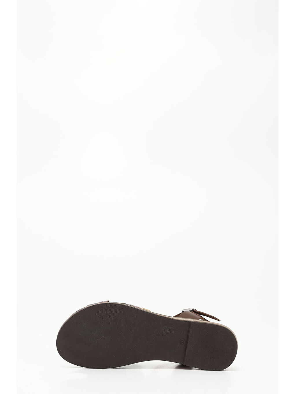 Kahverengi Kadın KIZIL KAHVE Çapraz Bantlı Hakiki Deri Sandalet-3