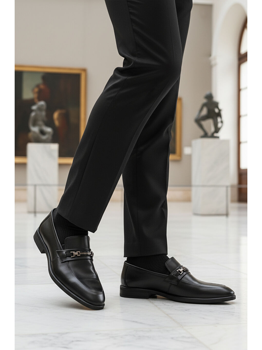 Siyah Hakiki Deri Kaymaz Taban Erkek Klasik Ayakkabı 854-T M-3