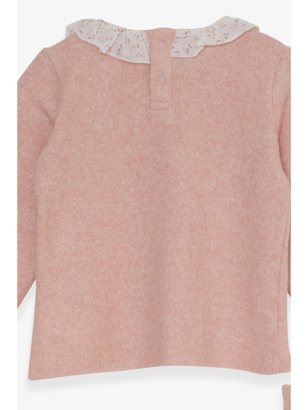 Pembe Kız Bebek Taytlı Takım Yakası Fırfırlı Triko Somon Melanj (0-9 Ay)-3