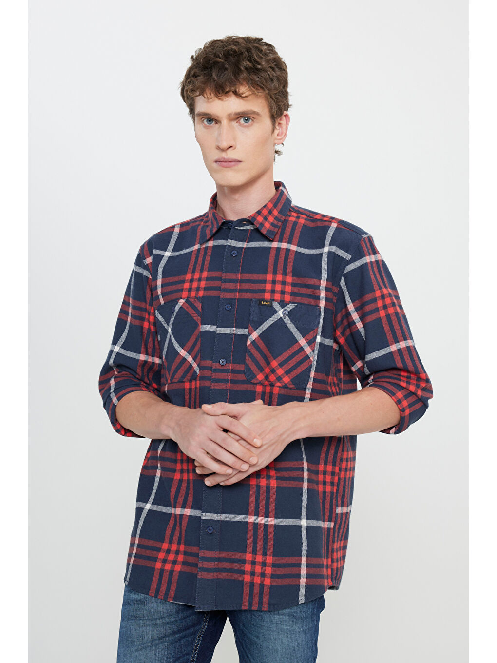 Karışık Relaxed Fit Geniş Kesim %100 Pamuk Ekose Gömlek-3