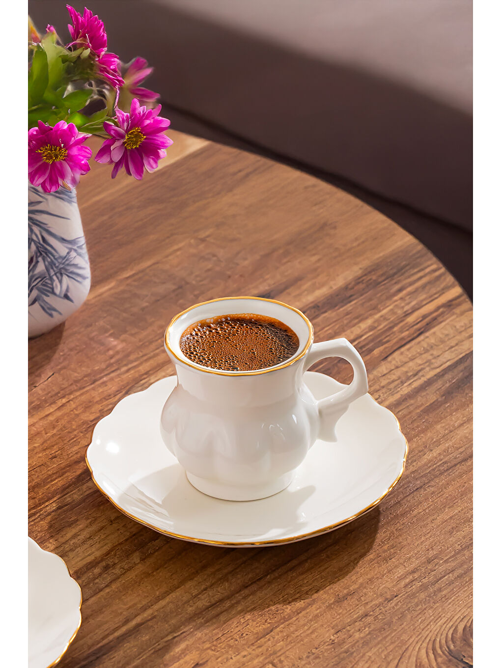 Beyaz 4311 Emery 12 Parça 6 Kişilik Altın Yaldızlı Porselen Türk Kahve Fincan Takımı 100 Ml-2