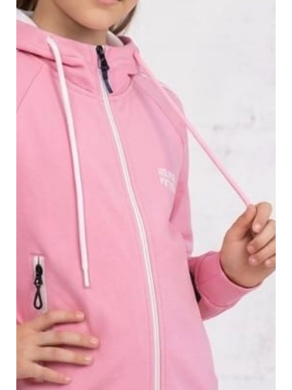 Pembe Kız Çocuk Unlimited Şeritli Kapüşonlu Düz Paça Reglan Kol Dalgıç Kumaş Eşofman Takımı Esf7013-2