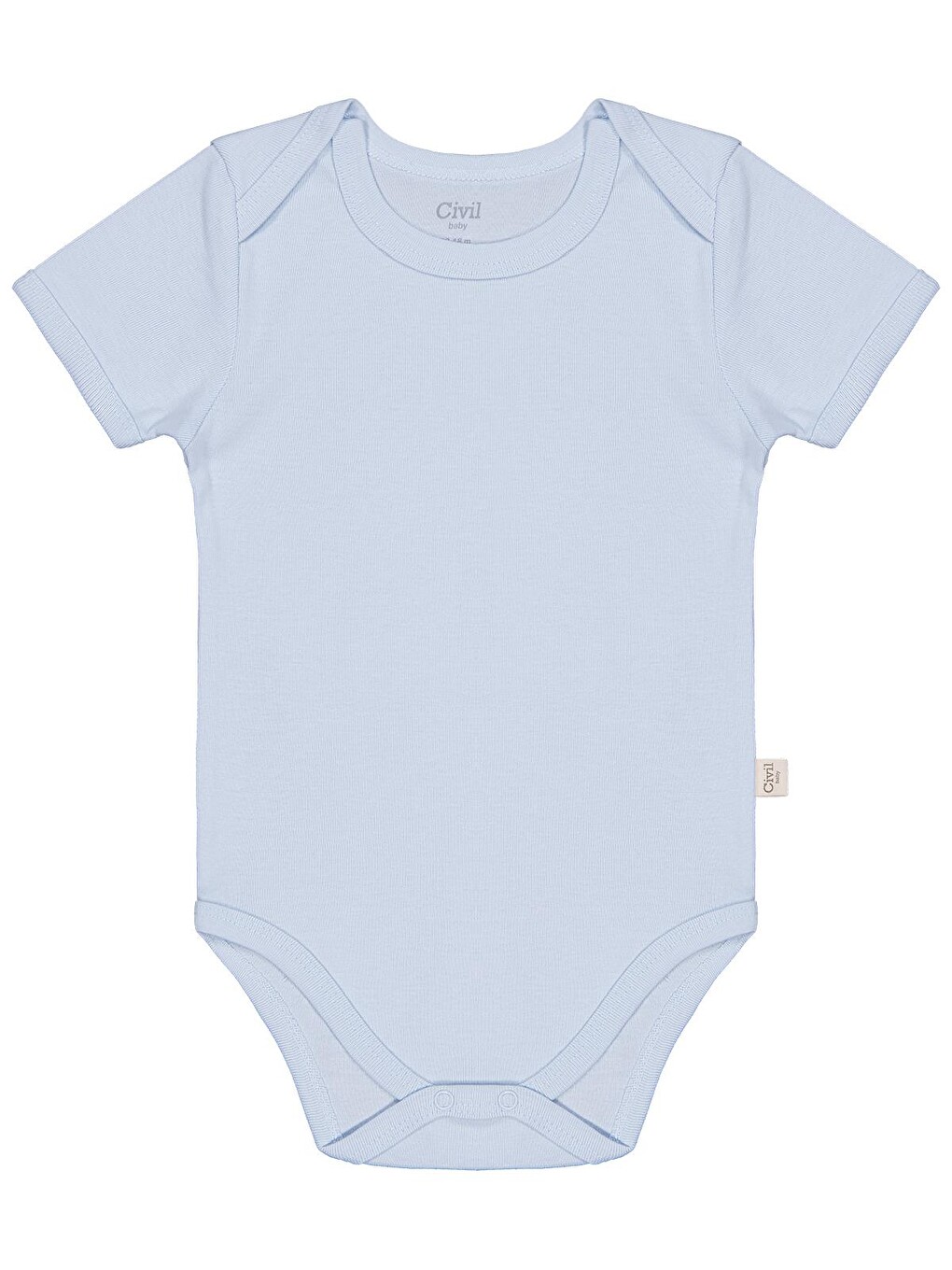 Baby Düz Renkli Kısa Kol 1-3 Yaş Çıtçıtlı Badi - Mavi