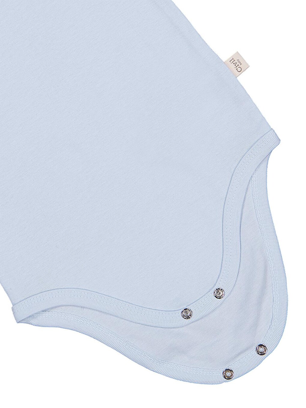 Baby Düz Renkli Kısa Kol 1-3 Yaş Çıtçıtlı Badi - Mavi-1