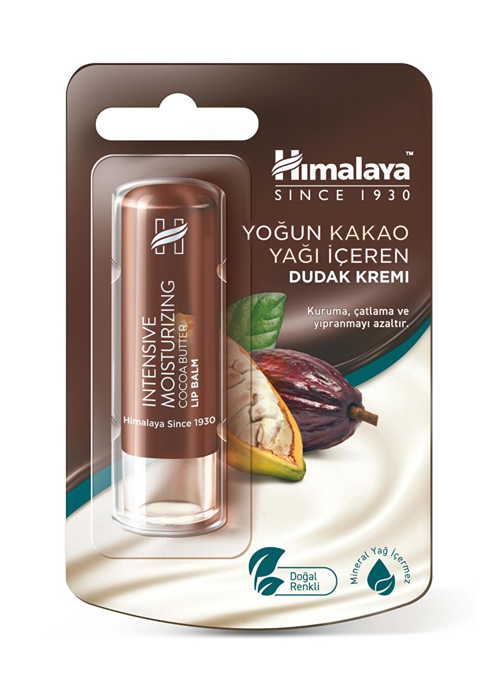 Yoğun Nemlendirici Dudak Kremi, Kakao Yağı, Besleyici, %100 Doğal Renk, Silikon Içermez, 4,5 gr