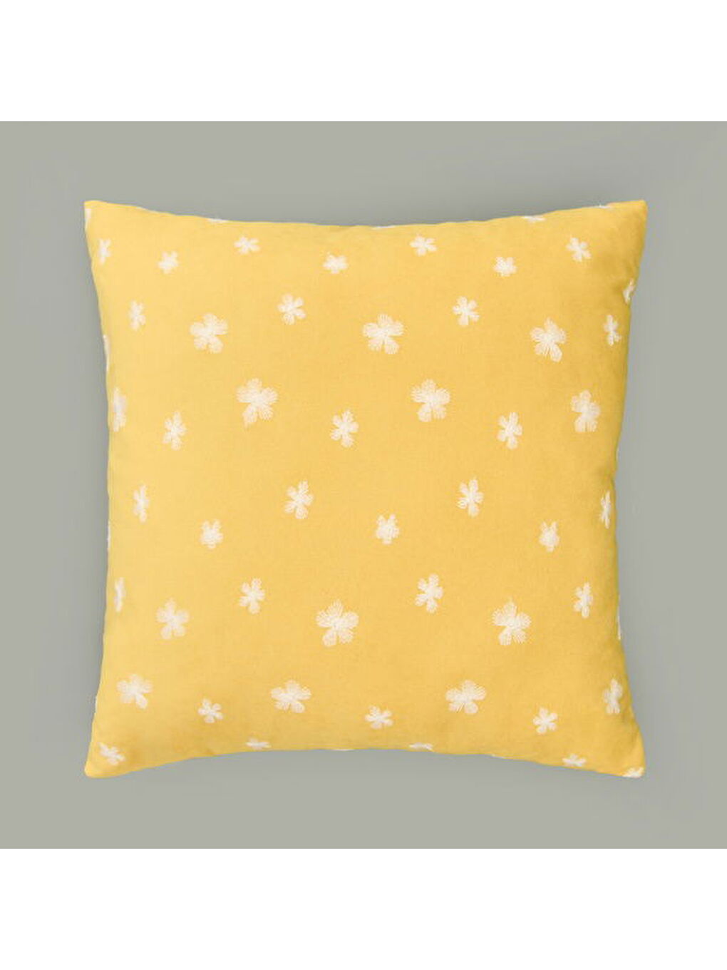 Kahverengi Soft Granny Summer Çiçek Nakışlı Kırlent - Hardal - 45x45 cm-3