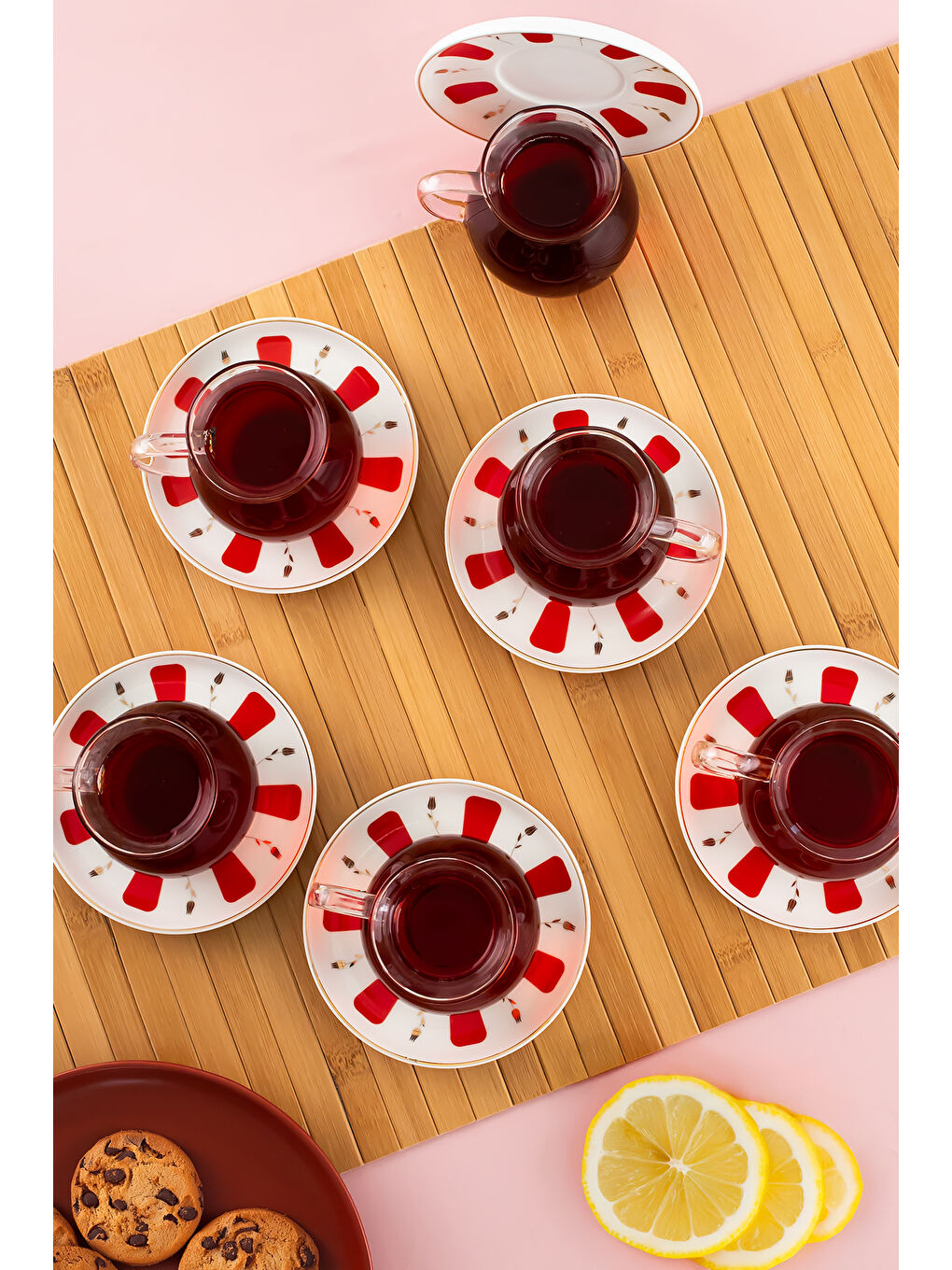 Beyaz Filiz 12 Parça 6 Kişilik Kulplu Cam Çay Bardağı Seti 210 ml-1