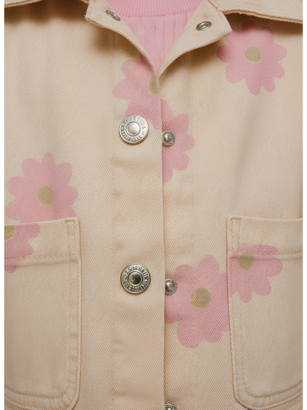 Beyaz Kız Çocuk Pamuklu Çiçek Desenli Ceketli T-Shirt Ve Pantolonlu 3 Parça Takım-4