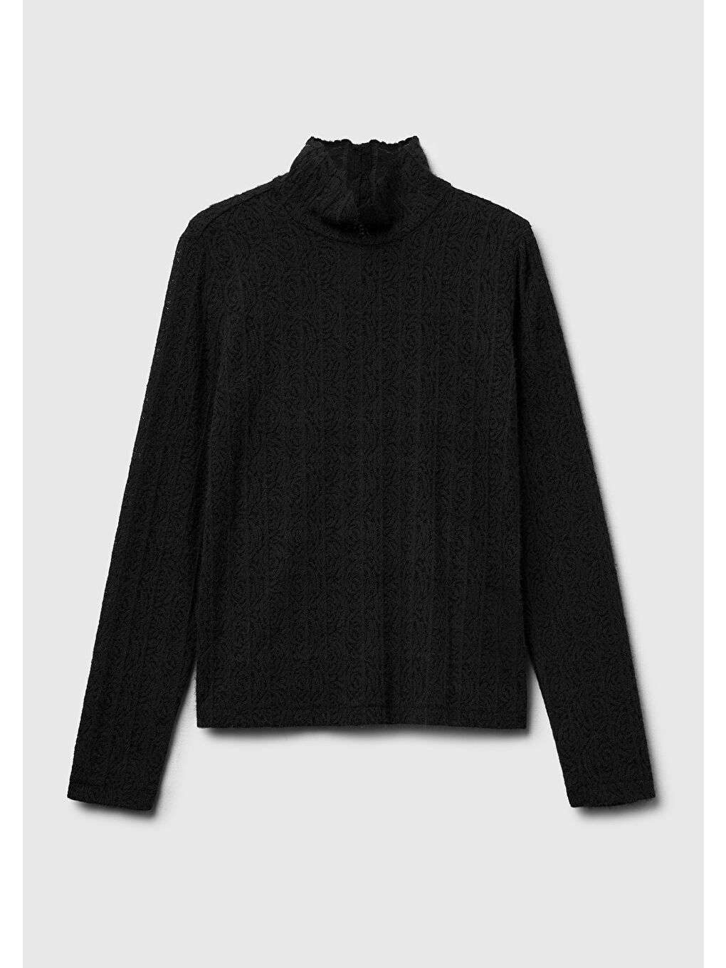 Kadın Siyah Desenli Dik Yaka Bluz-1