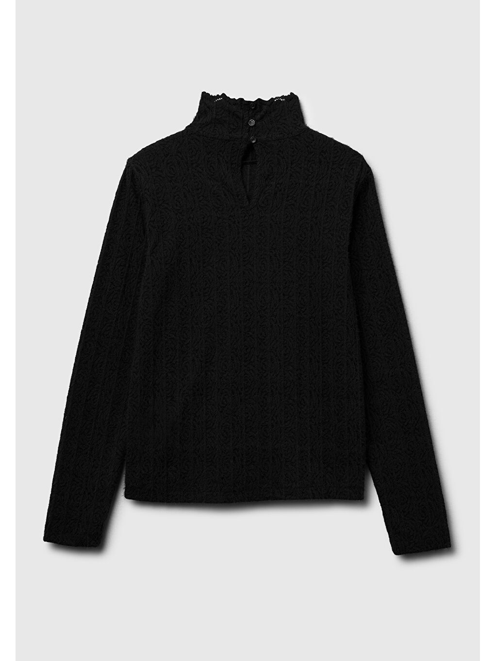 Kadın Siyah Desenli Dik Yaka Bluz-3