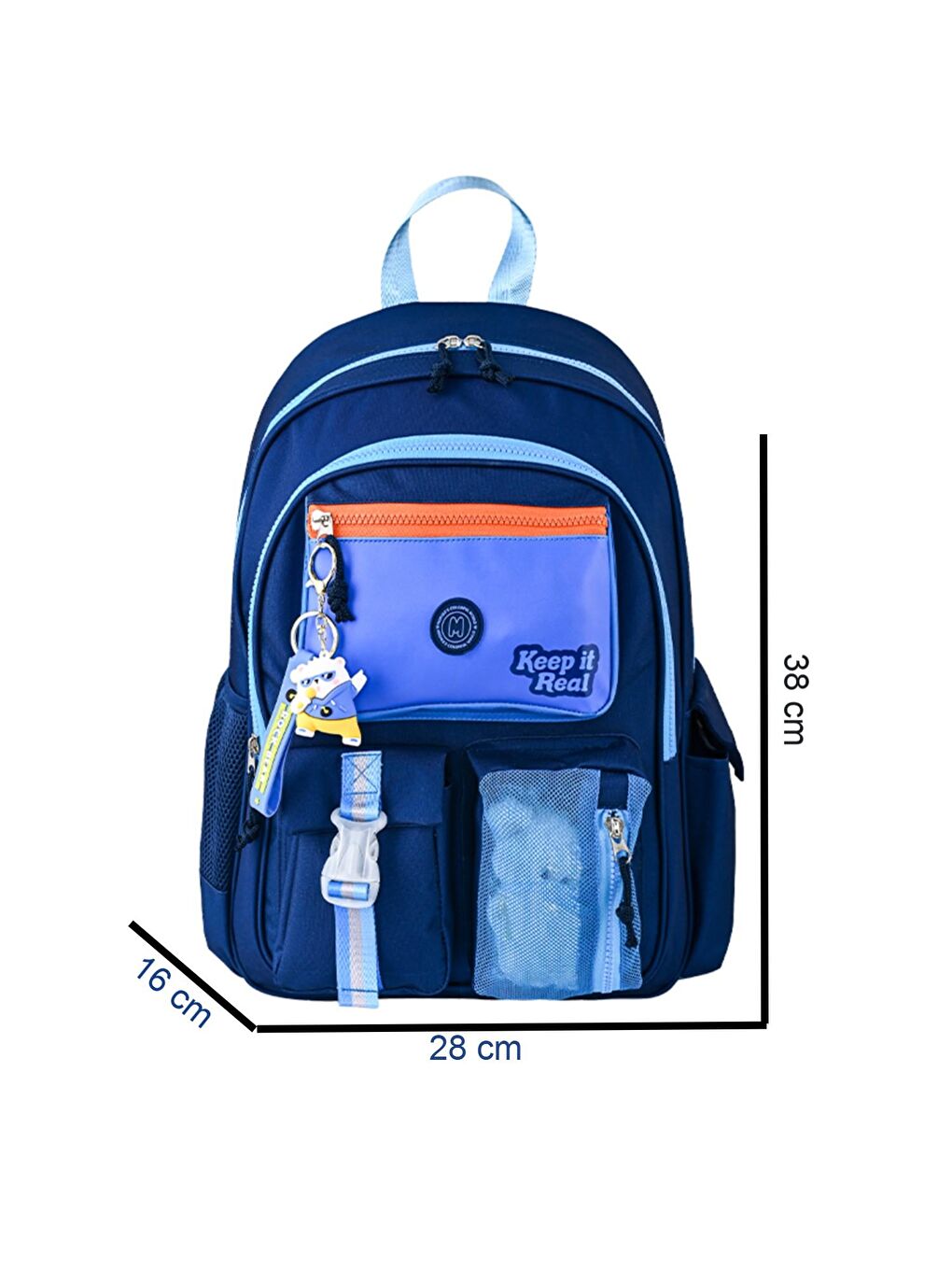 3 Bölmeli Deep Blue Okul Sırt Çantası + Beslenme Çantası + Kalemlik-1