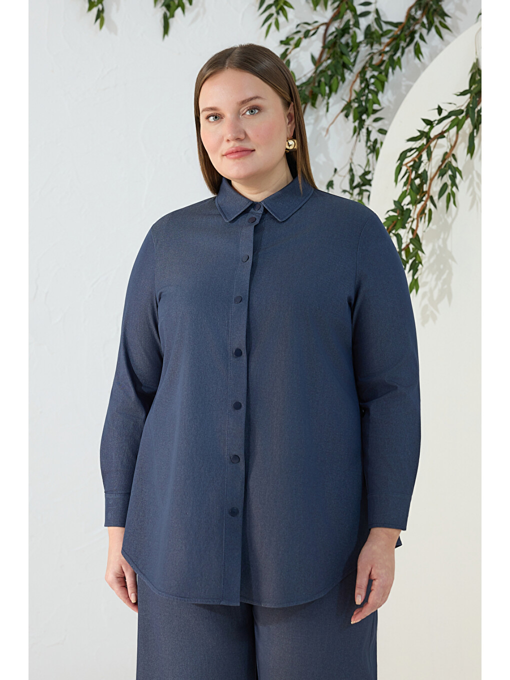 Lacivert Denim Görünümlü Tunik-2