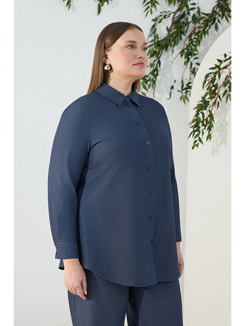 Lacivert Denim Görünümlü Tunik-3