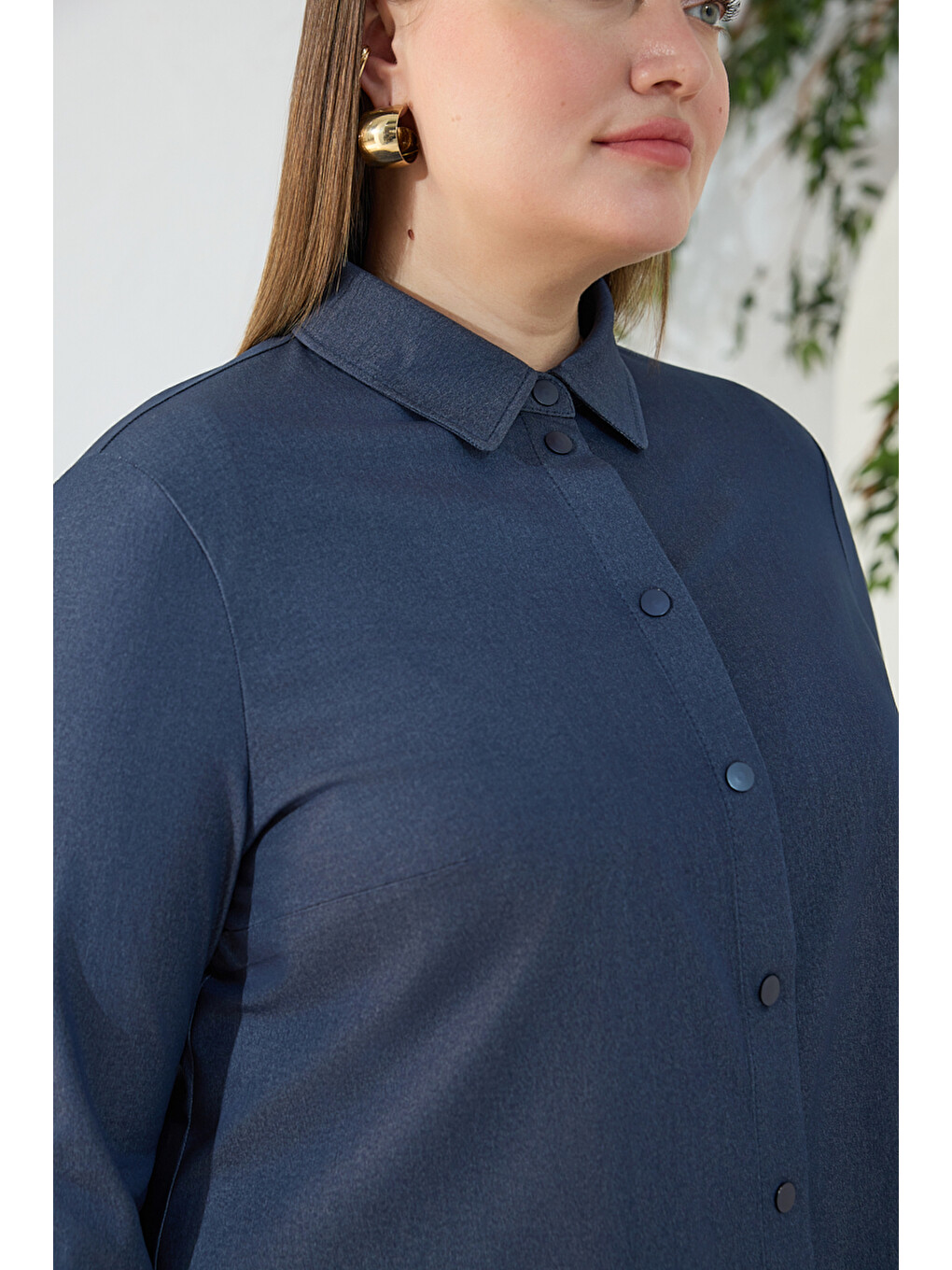 Lacivert Denim Görünümlü Tunik-4