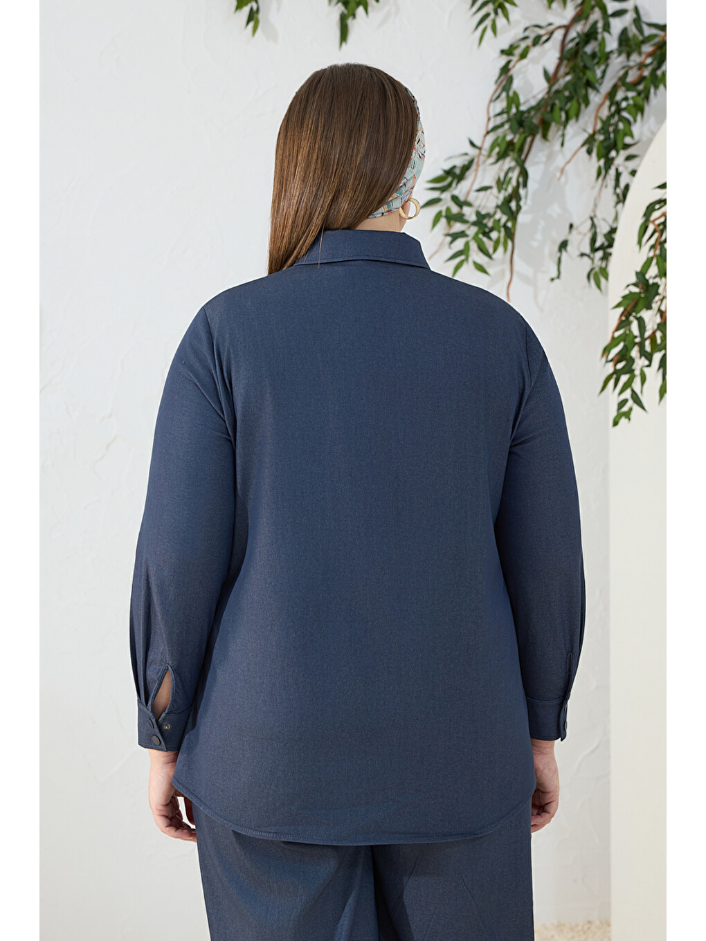 Lacivert Denim Görünümlü Tunik-5