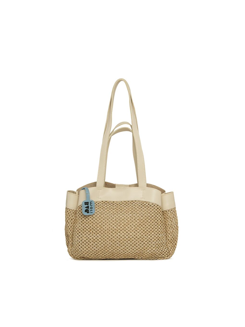 Bej Yavrulu Hasır File Mini Çanta-2