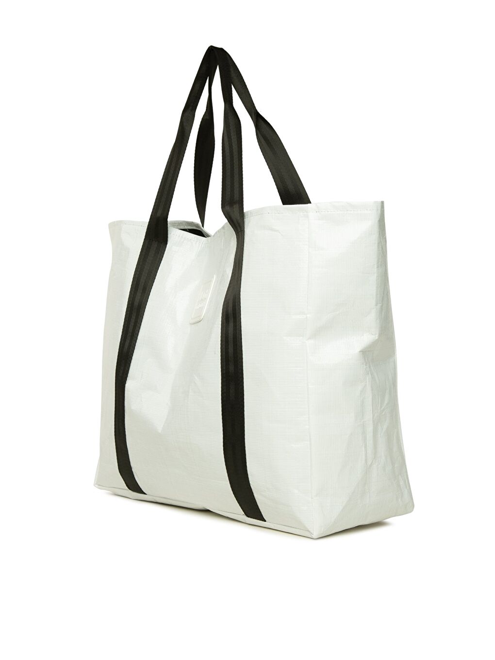 Beyaz Çift Şeritli Maxi Boy Plaj Çantası-1