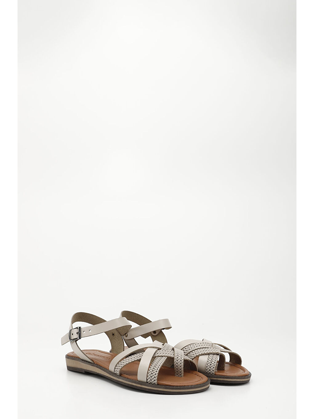 Bej Kadın BEJ-CAMEL Parmak Arası Hakiki Deri Sandalet-1