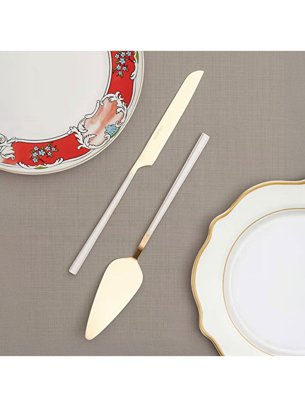 Bianco 2 Parça Salata Servis Takımı - Beyaz / Gold