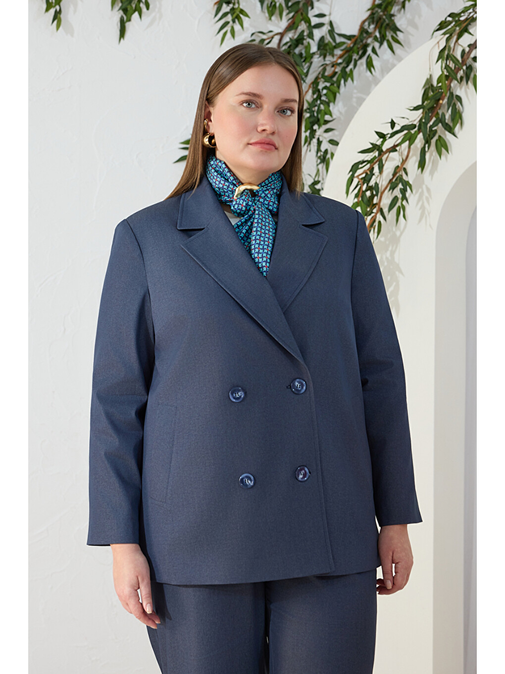 Lacivert Denim Görünümlü Ceket-3