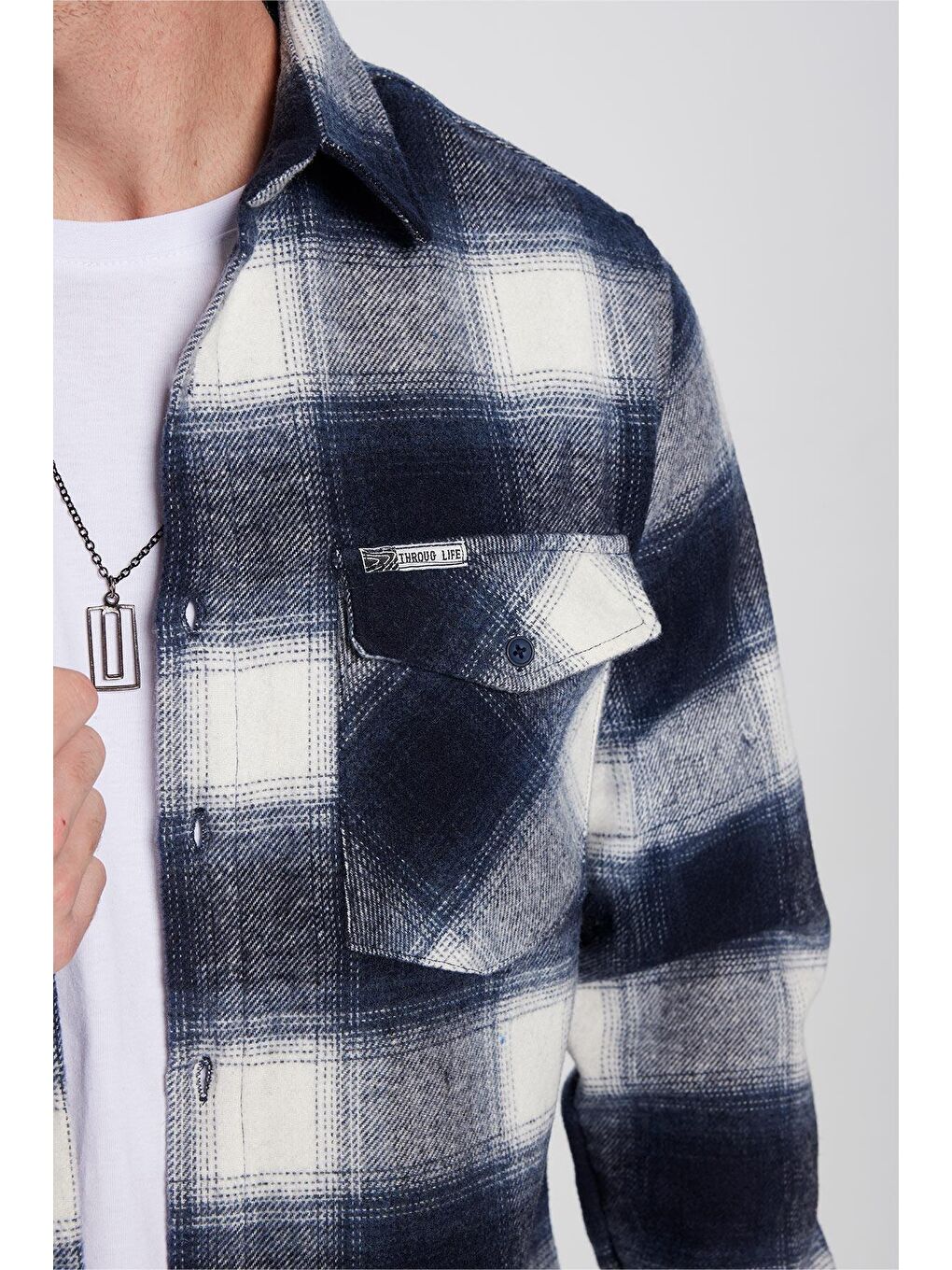 Karışık Erkek Slim Fit Dar Kesim Çift Cepli Kareli Kışlık Oduncu Gömlek-2