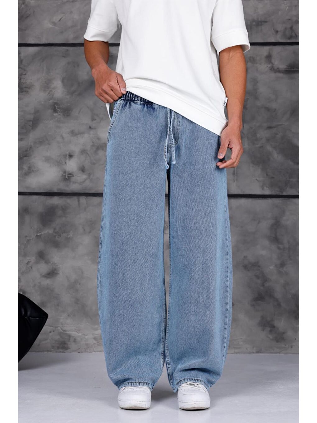 Mavi Jackson Unisex Oversize Beli İpli ve Lastikli Denim Jean Pantolon - Baggy Jean-1