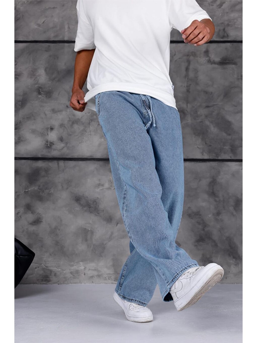 Mavi Jackson Unisex Oversize Beli İpli ve Lastikli Denim Jean Pantolon - Baggy Jean-2