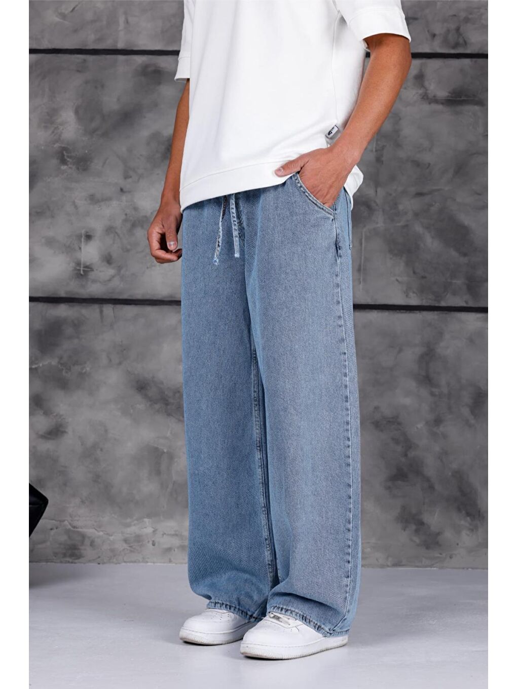 Mavi Jackson Unisex Oversize Beli İpli ve Lastikli Denim Jean Pantolon - Baggy Jean-4