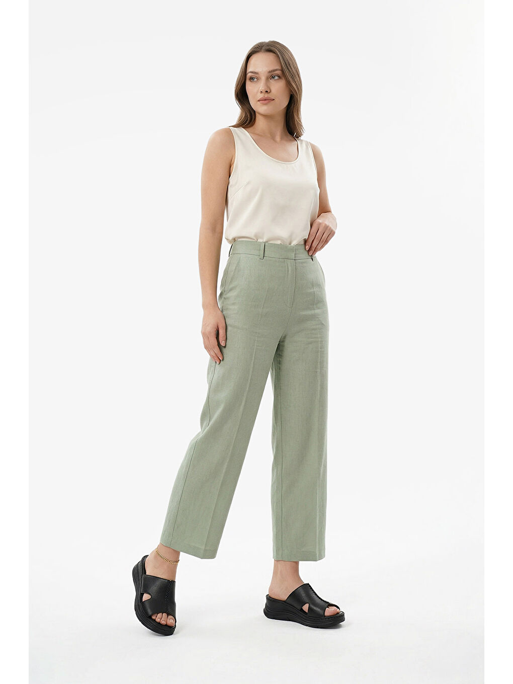 Siyah Kadın SİYAH Dolgu Taban Hakiki Deri Terlik-2