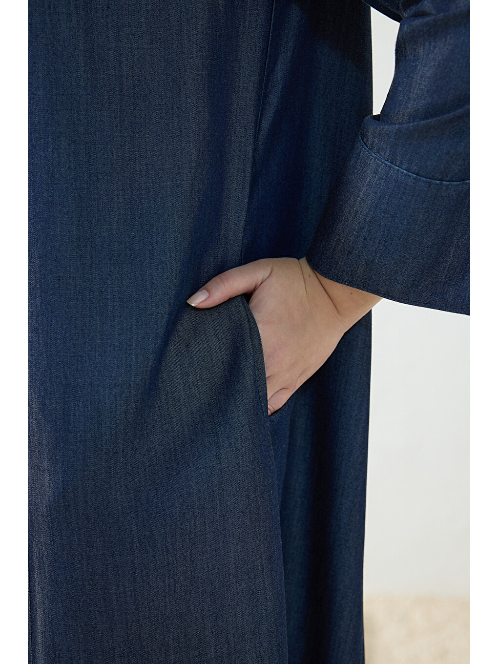 Lacivert Denim Elbise-5
