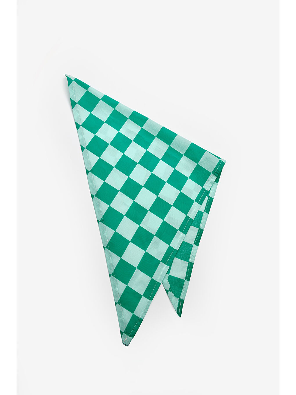 Yeşil Mint Dama Desenli Çocuk Üçgen Fular-1