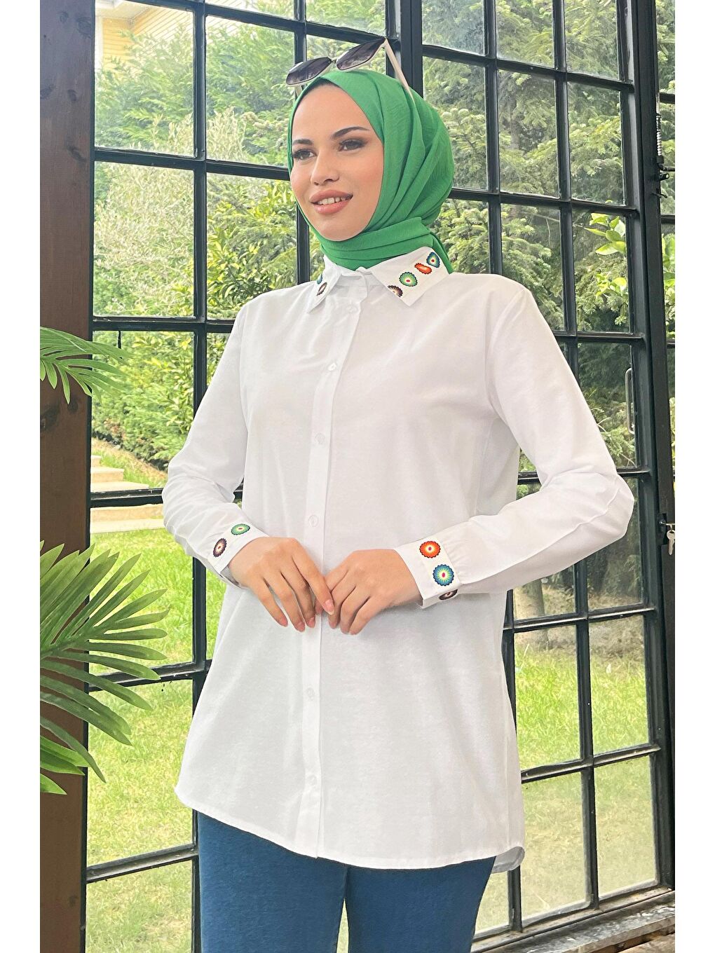 Gömlek Yaka Kadın Beyaz Gömlek - 11500-1