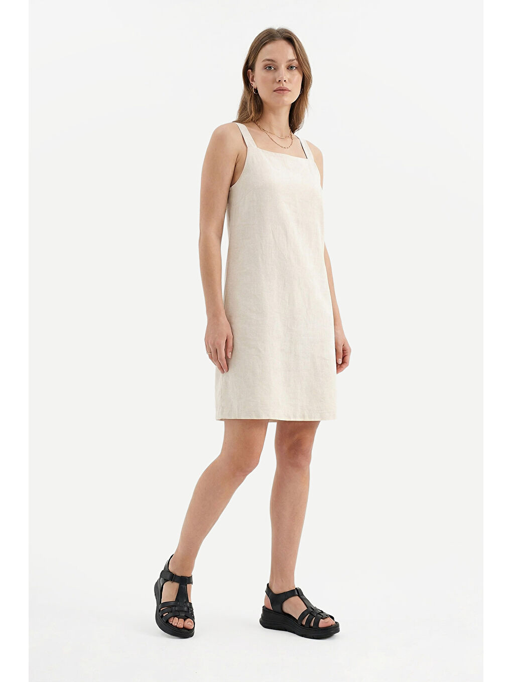 Siyah Kadın SİYAH Cırt Bantlı Dolgu Topuk Hakiki Deri Sandalet-2