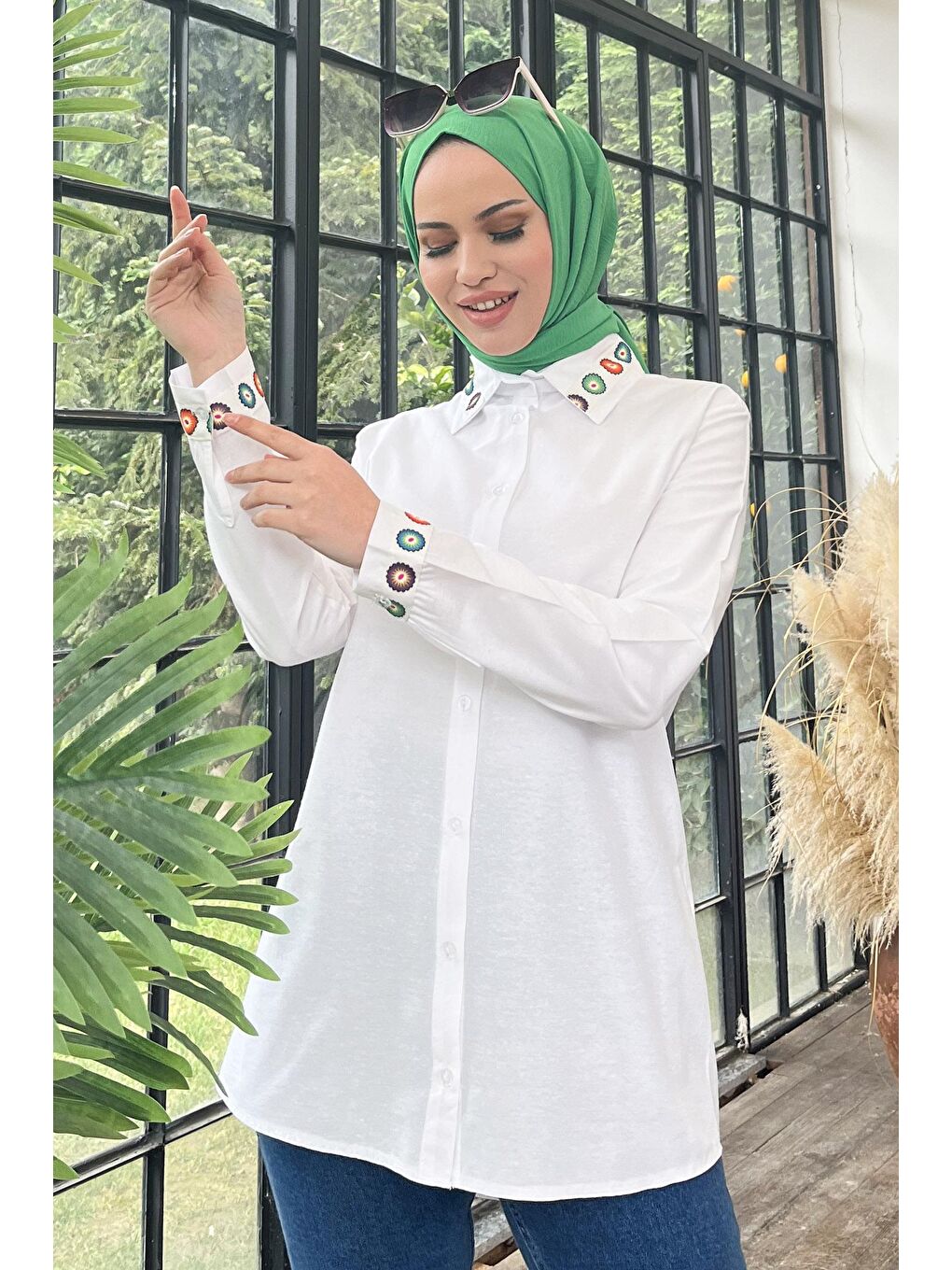 Gömlek Yaka Kadın Beyaz Gömlek - 11500-3