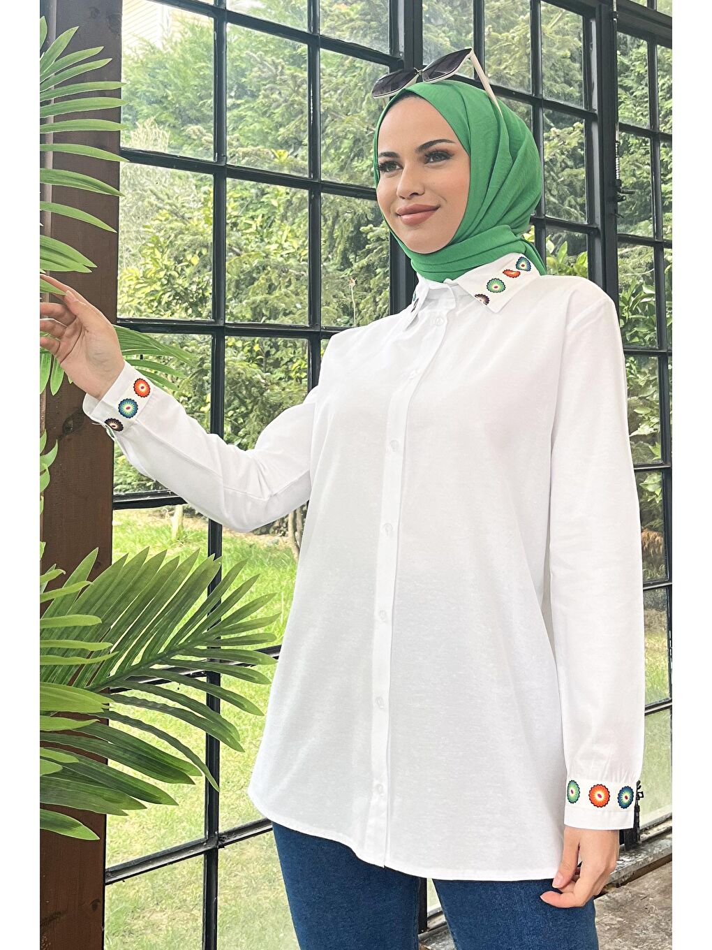 Gömlek Yaka Kadın Beyaz Gömlek - 11500-4