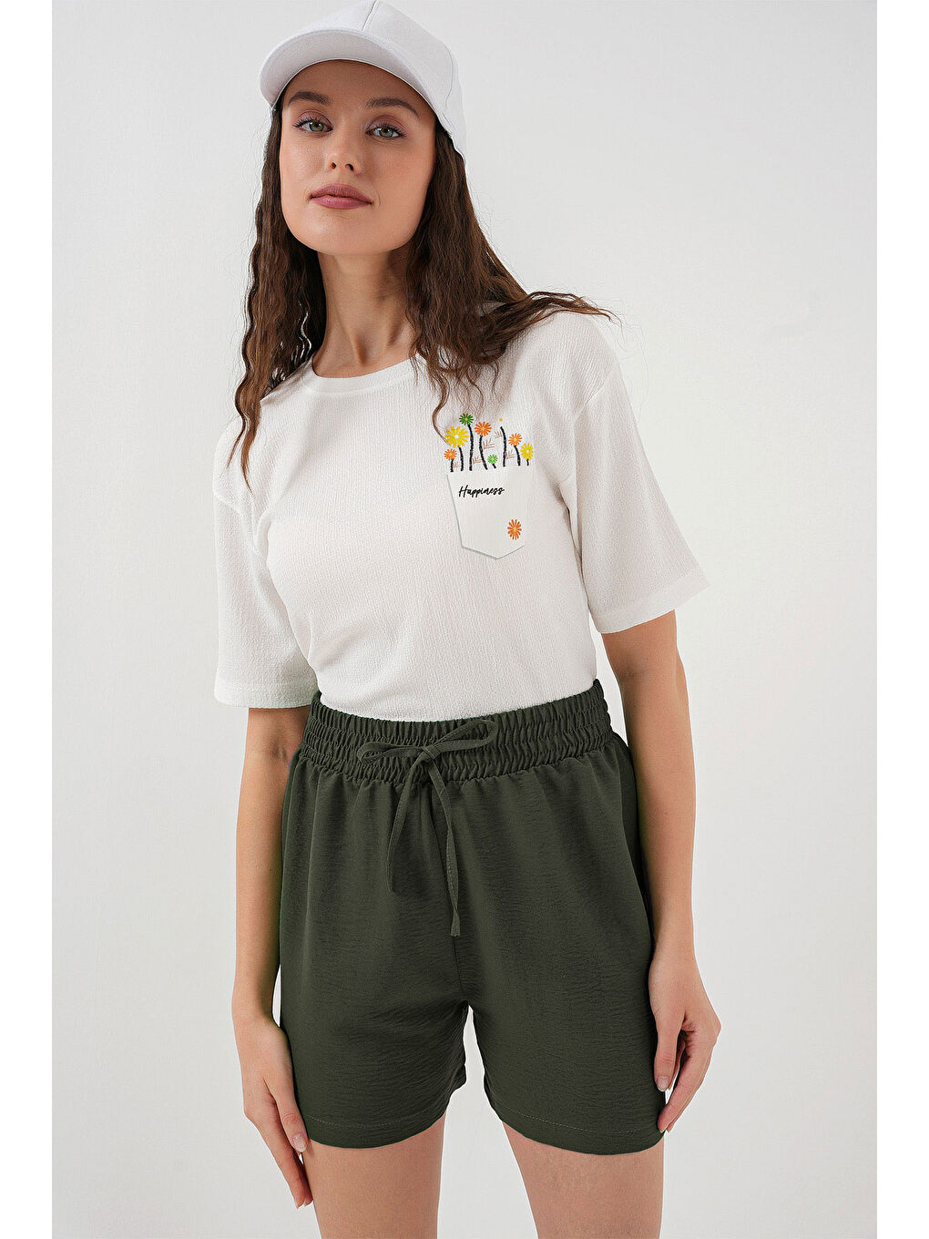 Kadın Rahat Kalıp Şort 5327 - Haki