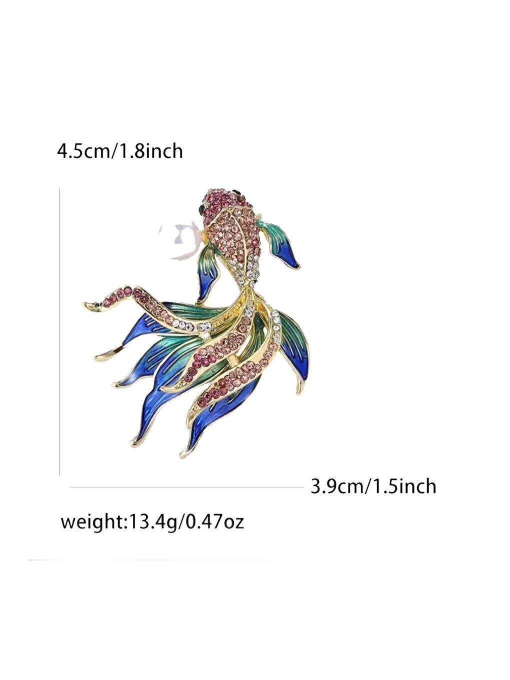 Sarı Beta Balığı kristal Taşlı Yaka İğnesi Broş-3