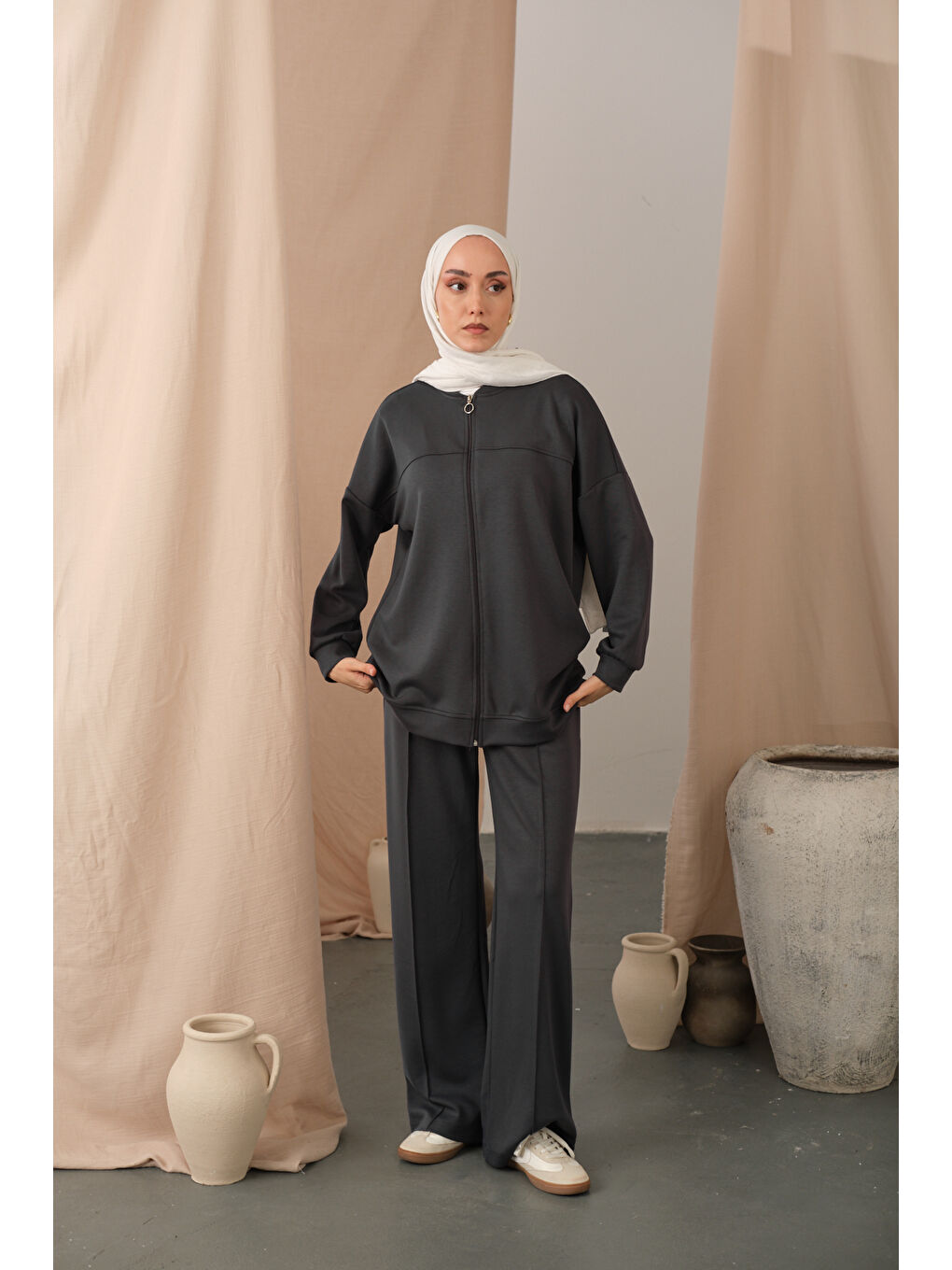 Kadın Çıma Detay İkili Takım Antrasit