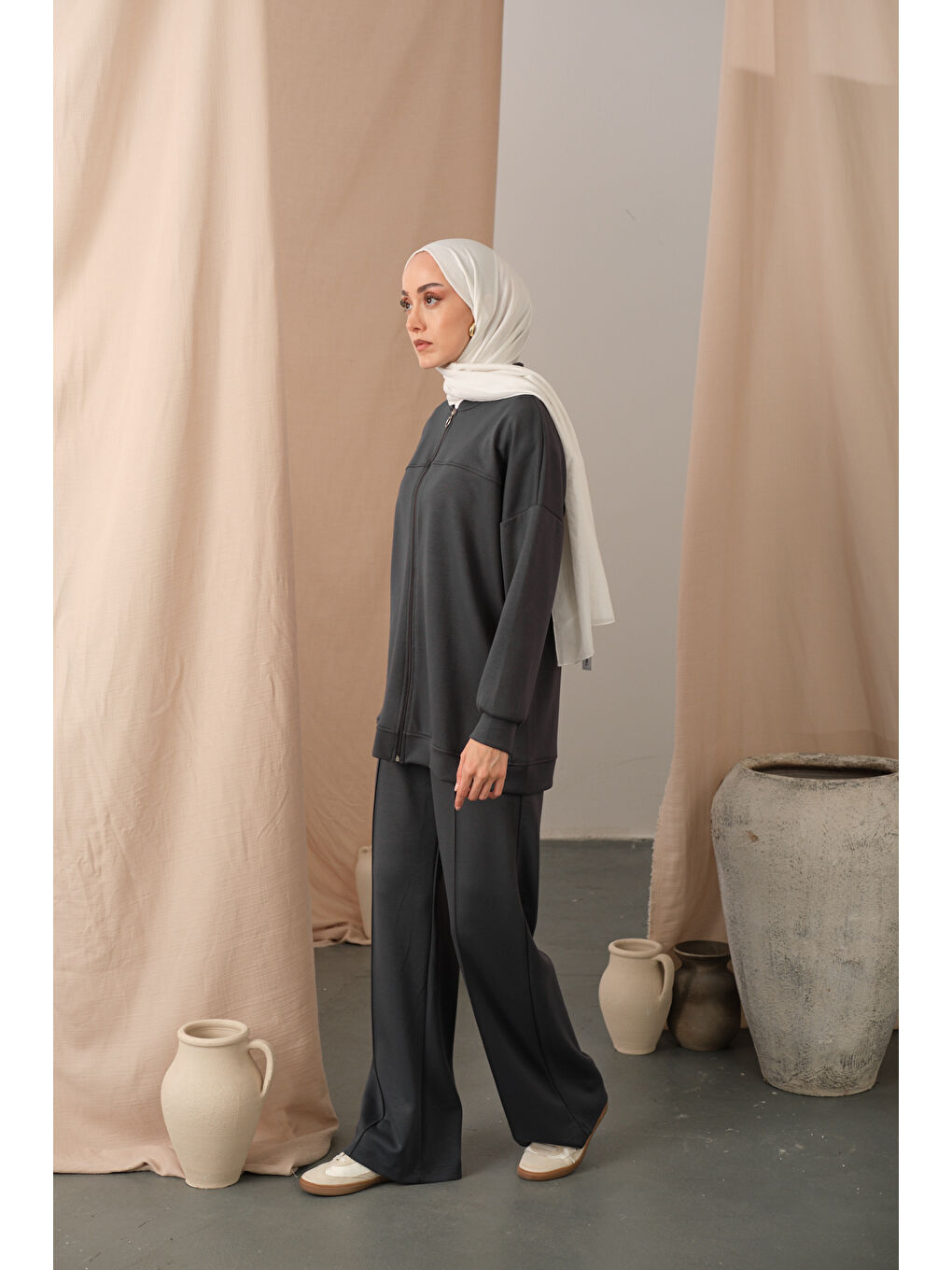 Kadın Çıma Detay İkili Takım Antrasit-1