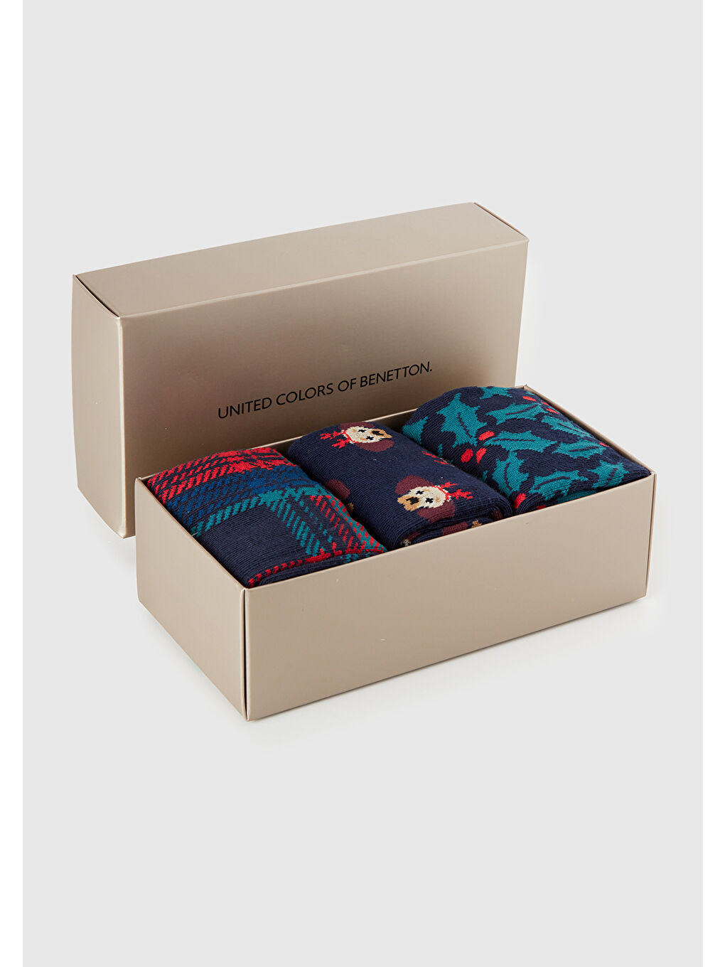 Karışık Erkek Çok Renkli Mix Xmas Desenli 3'lü Soket Çorap Seti-1