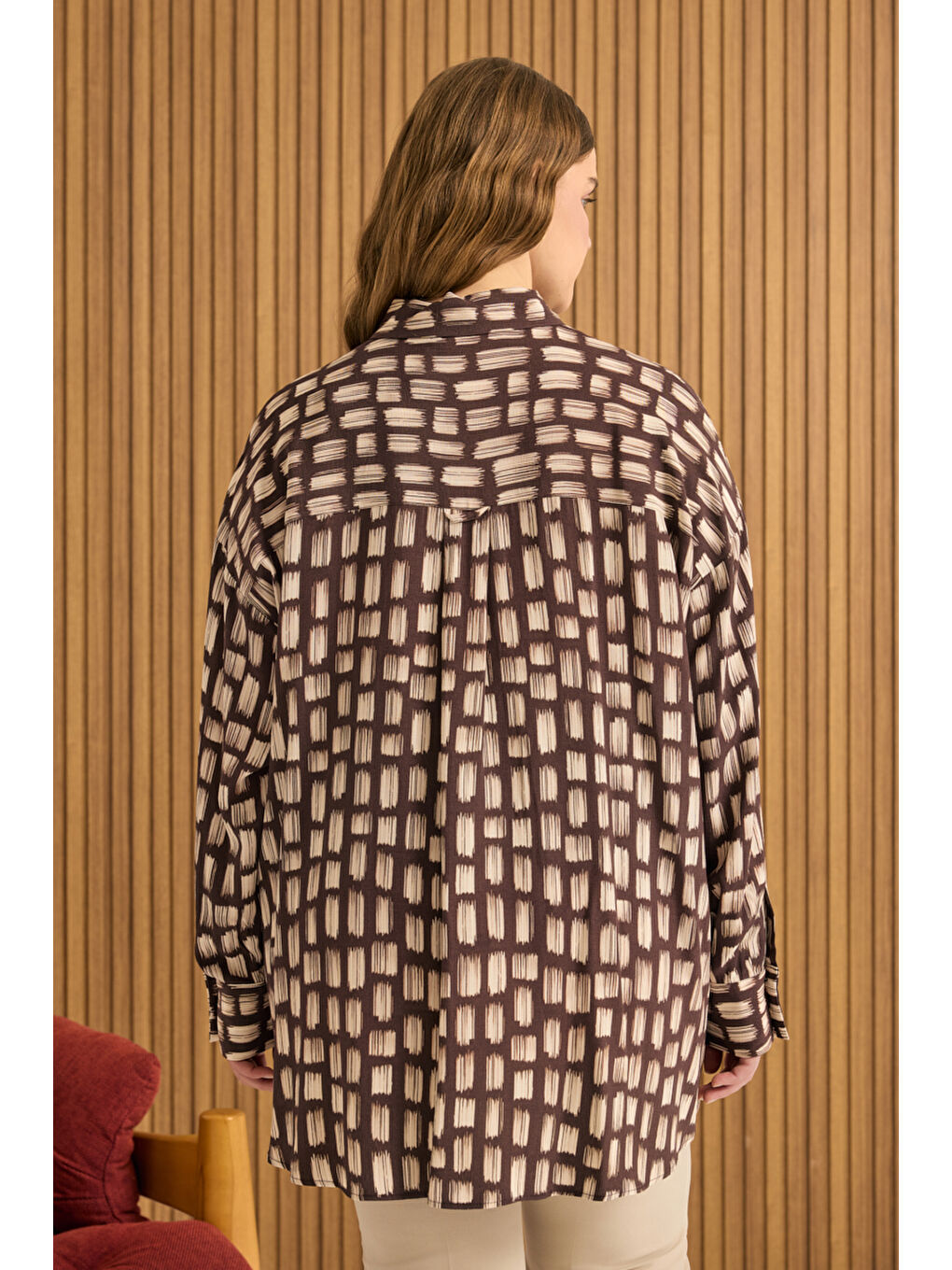 Kahverengi Desenli Viscon Gömlek-5