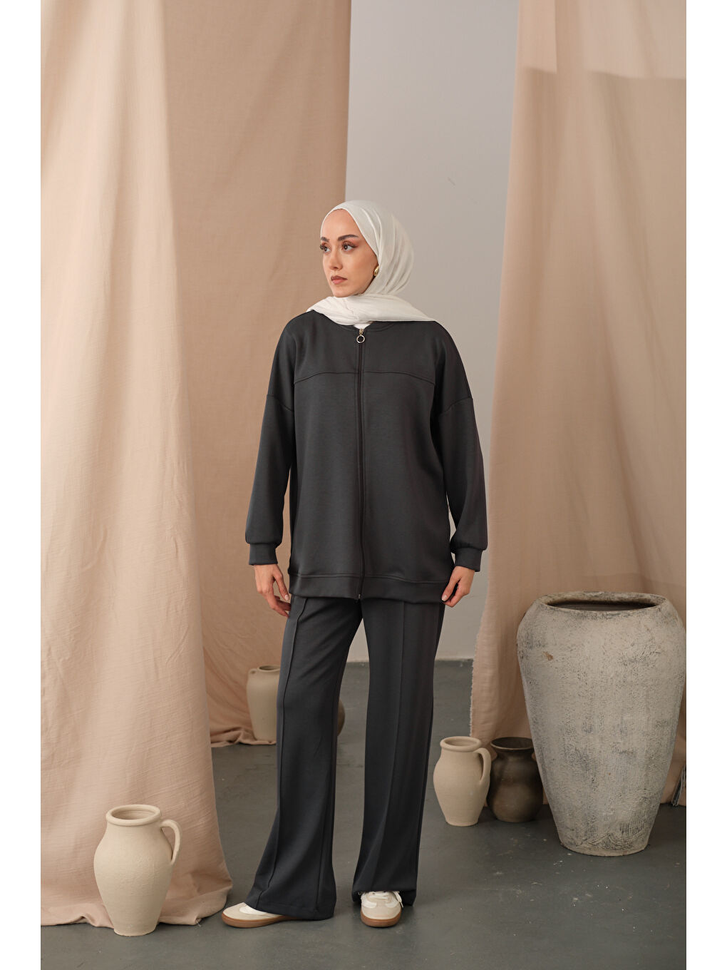 Kadın Çıma Detay İkili Takım Antrasit-2