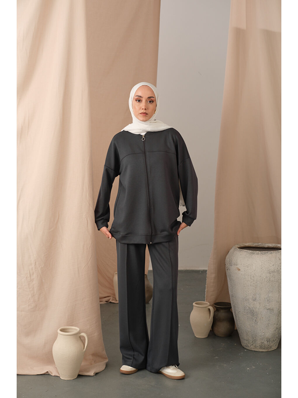 Kadın Çıma Detay İkili Takım Antrasit-3