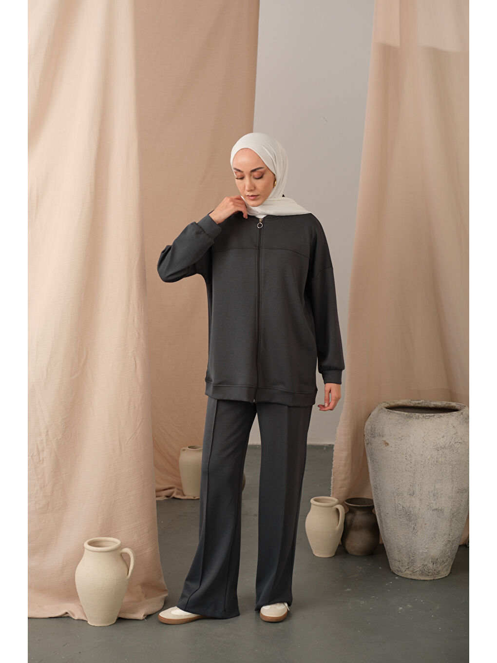 Kadın Çıma Detay İkili Takım Antrasit-4