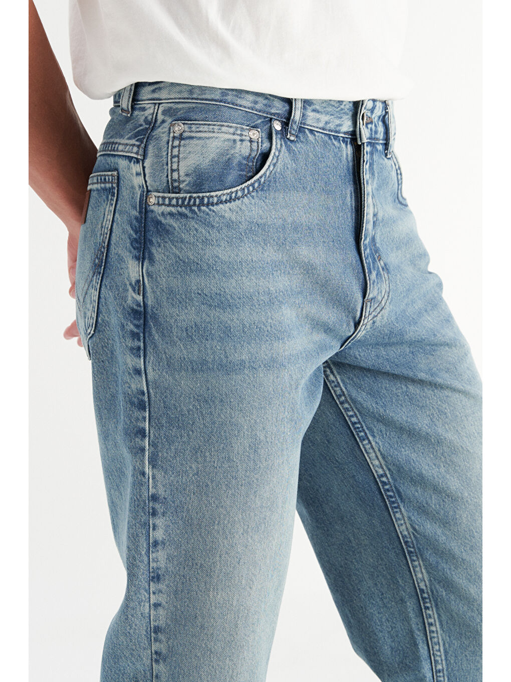 %100 Pamuk Frank Relaxed Fit Geniş Kesim İndigo Jean Denim Pantolon-2